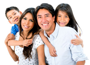 A mom, dad and two kids