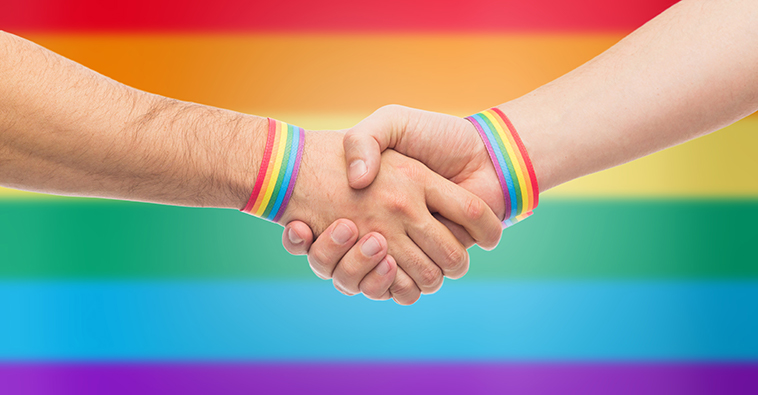 handshake LGBTQ flag background