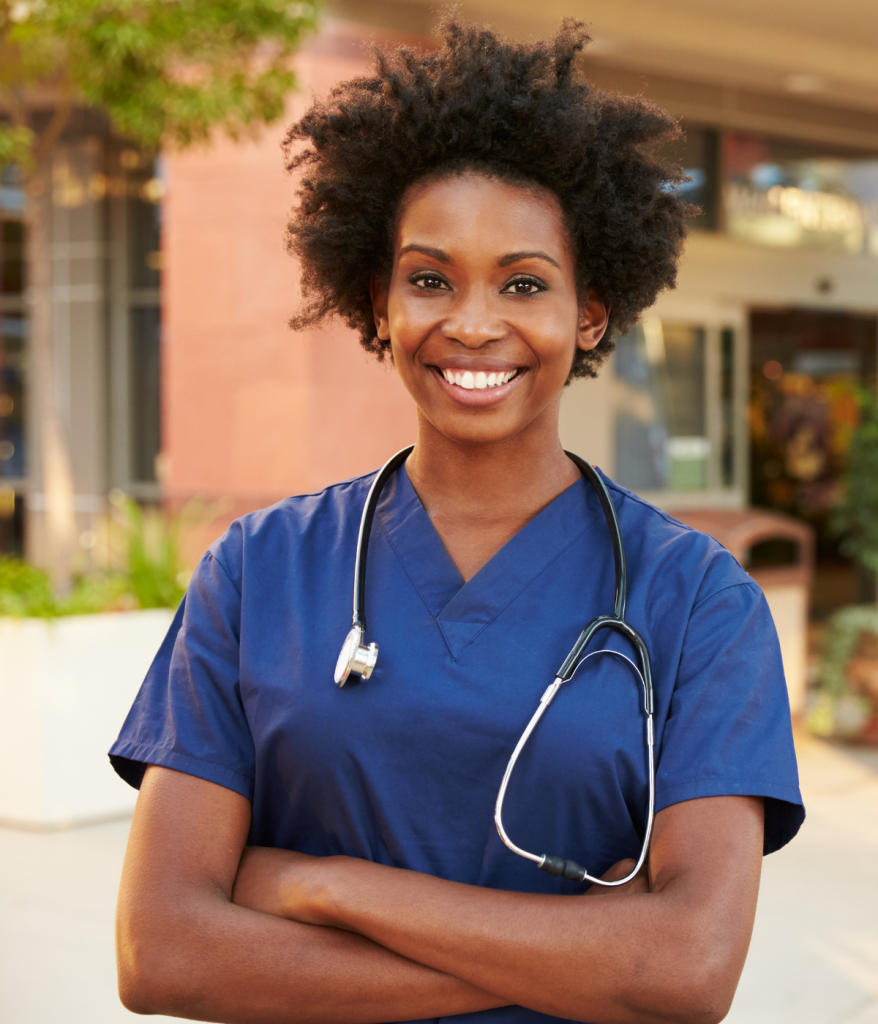 A doctor with her arms folded